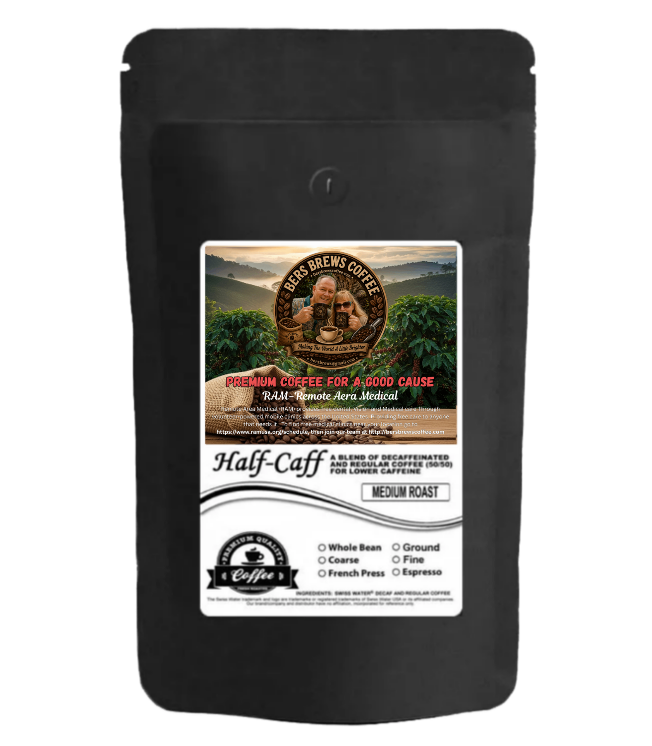 half caff low caffeine coffee (medium roast)